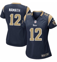 Women's Nike Los Angeles Rams #12 Joe Namath Game Navy Blue Team Color NFL Jersey