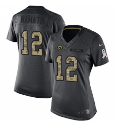 Women's Nike Los Angeles Rams #12 Joe Namath Limited Black 2016 Salute to Service NFL Jersey