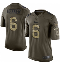 Men's Nike Los Angeles Rams #6 Johnny Hekker Elite Green Salute to Service NFL Jersey