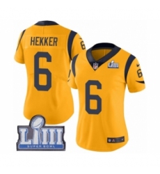 Women's Nike Los Angeles Rams #6 Johnny Hekker Limited Gold Rush Vapor Untouchable Super Bowl LIII Bound NFL Jersey