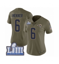 Women's Nike Los Angeles Rams #6 Johnny Hekker Limited Olive 2017 Salute to Service Super Bowl LIII Bound NFL Jersey