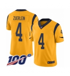 Men's Los Angeles Rams #4 Greg Zuerlein Limited Gold Rush Vapor Untouchable 100th Season Football Jersey