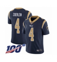 Men's Los Angeles Rams #4 Greg Zuerlein Navy Blue Team Color Vapor Untouchable Limited Player 100th Season Football Jersey