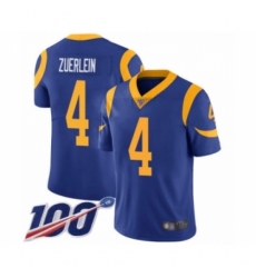 Men's Los Angeles Rams #4 Greg Zuerlein Royal Blue Alternate Vapor Untouchable Limited Player 100th Season Football Jersey