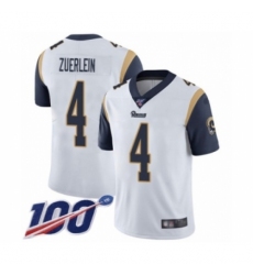 Men's Los Angeles Rams #4 Greg Zuerlein White Vapor Untouchable Limited Player 100th Season Football Jersey