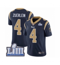 Men's Nike Los Angeles Rams #4 Greg Zuerlein Navy Blue Team Color Vapor Untouchable Limited Player Super Bowl LIII Bound NFL Jersey