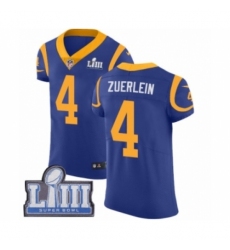 Men's Nike Los Angeles Rams #4 Greg Zuerlein Royal Blue Alternate Vapor Untouchable Elite Player Super Bowl LIII Bound NFL Jersey