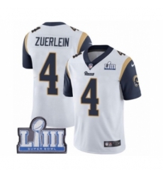 Men's Nike Los Angeles Rams #4 Greg Zuerlein White Vapor Untouchable Limited Player Super Bowl LIII Bound NFL Jersey
