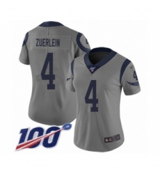 Women's Los Angeles Rams #4 Greg Zuerlein Limited Gray Inverted Legend 100th Season Football Jersey