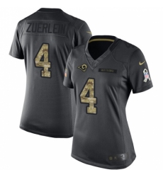 Women's Nike Los Angeles Rams #4 Greg Zuerlein Limited Black 2016 Salute to Service NFL Jersey