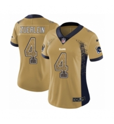 Women's Nike Los Angeles Rams #4 Greg Zuerlein Limited Gold Rush Drift Fashion NFL Jersey