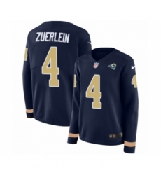 Women's Nike Los Angeles Rams #4 Greg Zuerlein Limited Navy Blue Therma Long Sleeve NFL Jersey