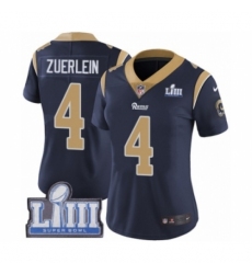 Women's Nike Los Angeles Rams #4 Greg Zuerlein Navy Blue Team Color Vapor Untouchable Limited Player Super Bowl LIII Bound NFL Jersey