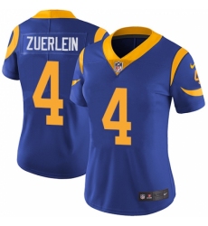 Women's Nike Los Angeles Rams #4 Greg Zuerlein Royal Blue Alternate Vapor Untouchable Limited Player NFL Jersey