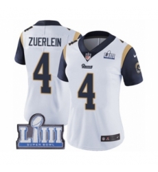 Women's Nike Los Angeles Rams #4 Greg Zuerlein White Vapor Untouchable Limited Player Super Bowl LIII Bound NFL Jersey