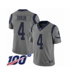 Youth Los Angeles Rams #4 Greg Zuerlein Limited Gray Inverted Legend 100th Season Football Jersey