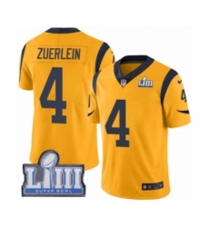 Youth Nike Los Angeles Rams #4 Greg Zuerlein Limited Gold Rush Vapor Untouchable Super Bowl LIII Bound NFL Jersey