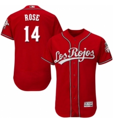 Men's Majestic Cincinnati Reds #14 Pete Rose Red Los Rojos Flexbase Authentic Collection MLB Jersey