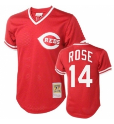 Men's Mitchell and Ness Cincinnati Reds #14 Pete Rose Replica Red Throwback MLB Jersey