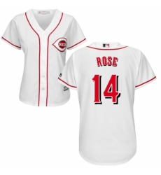 Women's Majestic Cincinnati Reds #14 Pete Rose Replica White Home Cool Base MLB Jersey