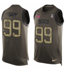 Men's Nike Tampa Bay Buccaneers #99 Warren Sapp Limited Green Salute to Service Tank Top NFL Jersey