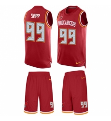 Men's Nike Tampa Bay Buccaneers #99 Warren Sapp Limited Red Tank Top Suit NFL Jersey