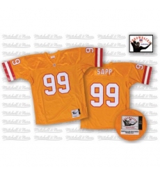 Mitchell and Ness Tampa Bay Buccaneers #99 Warren Sapp Authentic 1996 Orange Glaze Throwback NFL Jersey