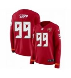 Women's Nike Tampa Bay Buccaneers #99 Warren Sapp Limited Red Therma Long Sleeve NFL Jersey