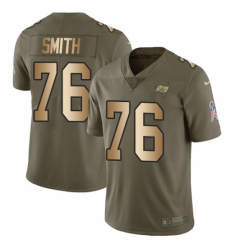 Men's Nike Tampa Bay Buccaneers #76 Donovan Smith Limited Olive/Gold 2017 Salute to Service NFL Jersey