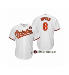 Men's Baltimore Orioles  2019 Armed Forces  Day #8  Cal Ripken Jr White Jersey