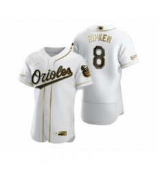 Men's Baltimore Orioles #8 Cal Ripken Jr. Nike White Authentic Golden Edition Jersey