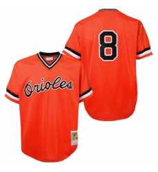 Men's Mitchell and Ness Baltimore Orioles #8 Cal Ripken Replica Orange Throwback MLB Jersey