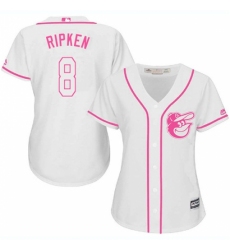 Women's Majestic Baltimore Orioles #8 Cal Ripken Authentic White Fashion Cool Base MLB Jersey