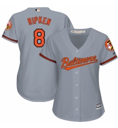 Women's Majestic Baltimore Orioles #8 Cal Ripken Replica Grey Road Cool Base MLB Jersey