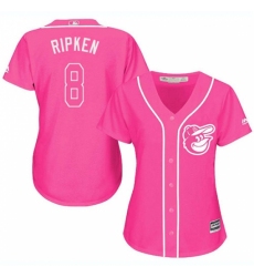Women's Majestic Baltimore Orioles #8 Cal Ripken Replica Pink Fashion Cool Base MLB Jersey