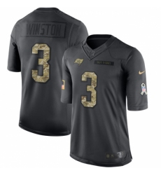 Men's Nike Tampa Bay Buccaneers #3 Jameis Winston Limited Black 2016 Salute to Service NFL Jersey