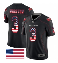 Men's Nike Tampa Bay Buccaneers #3 Jameis Winston Limited Black Rush USA Flag NFL Jersey