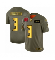 Men's Tampa Bay Buccaneers #3 Jameis Winston Limited Olive Gold 2019 Salute to Service Football Jersey