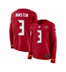 Women's Nike Tampa Bay Buccaneers #3 Jameis Winston Limited Red Therma Long Sleeve NFL Jersey