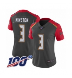 Women's Tampa Bay Buccaneers #3 Jameis Winston Limited Gray Inverted Legend 100th Season Football Jersey