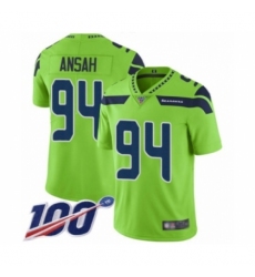 Men's Seattle Seahawks #94 Ezekiel Ansah Limited Green Rush Vapor Untouchable 100th Season Football Jersey