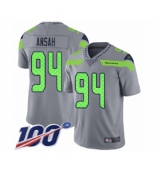 Men's Seattle Seahawks #94 Ezekiel Ansah Limited Silver Inverted Legend 100th Season Football Jersey