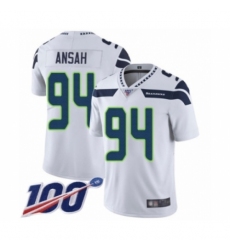 Men's Seattle Seahawks #94 Ezekiel Ansah White Vapor Untouchable Limited Player 100th Season Football Jersey