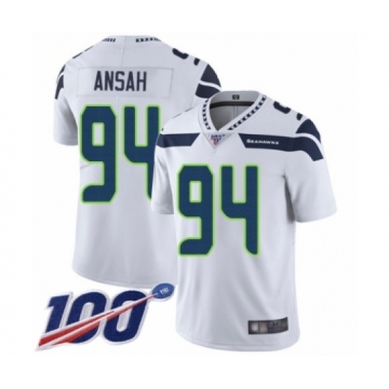 Men's Seattle Seahawks #94 Ezekiel Ansah White Vapor Untouchable Limited Player 100th Season Football Jersey Men's Seattle Seahawks #94 Ezekiel Ansah White Vapor Untouchable Limited Player 100th Season Football Jersey