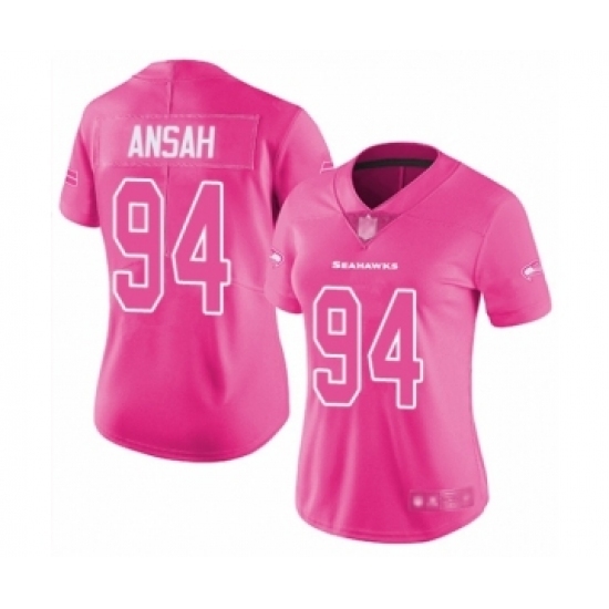Women's Seattle Seahawks #94 Ezekiel Ansah Limited Pink Rush Fashion Football Jersey Women's Seattle Seahawks #94 Ezekiel Ansah Limited Pink Rush Fashion Football Jersey