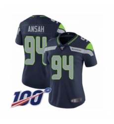 Women's Seattle Seahawks #94 Ezekiel Ansah Navy Blue Team Color Vapor Untouchable Limited Player 100th Season Football Jersey