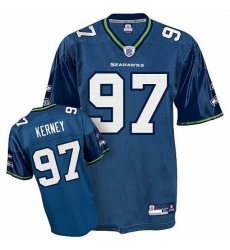 Reebok Seattle Seahawks #97 Patrick Kerney Steel Blue Team Color Authentic Throwback NFL Jersey