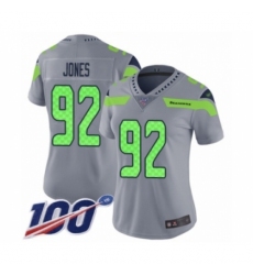 Women's Seattle Seahawks #92 Nazair Jones Limited Silver Inverted Legend 100th Season Football Jersey
