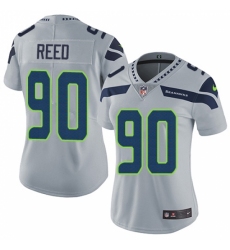 Women's Nike Seattle Seahawks #90 Jarran Reed Grey Alternate Vapor Untouchable Limited Player NFL Jersey