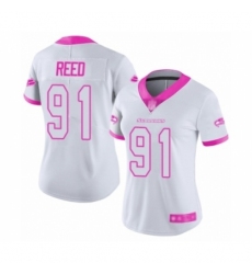 Women's Seattle Seahawks #91 Jarran Reed Limited White Pink Rush Fashion Football Jersey